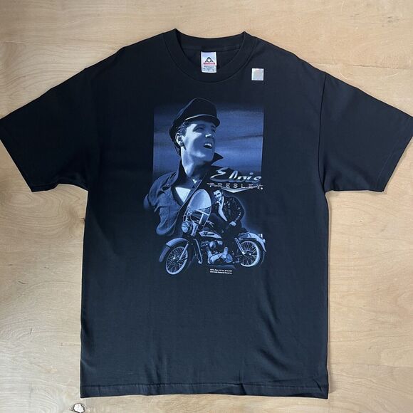 Vintage Elvis Presley Motorcycle Shirt Large Black Y2K Biker Music Glam NWT - Picture 2 of 6